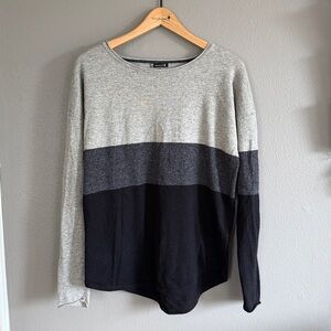 Smartwool Shadow Pine Crew Colorblock Gray Sweater Merino Wool Womens Medium